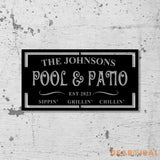 Personalized LED Backyard Pool & Patio Metal Sign Outdoor light up Pool Decor Outdoor Pool Sign Outdoor Patio Sign