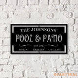 Personalized LED Backyard Pool & Patio Metal Sign Outdoor light up Pool Decor Outdoor Pool Sign Outdoor Patio Sign