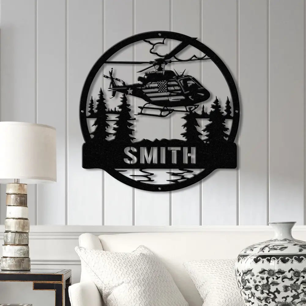 Personalized LED Helicopter Metal Sign Custom Pilot Name Wall Art Aviation Decor Military Helicopter Gift Man Cave Decor