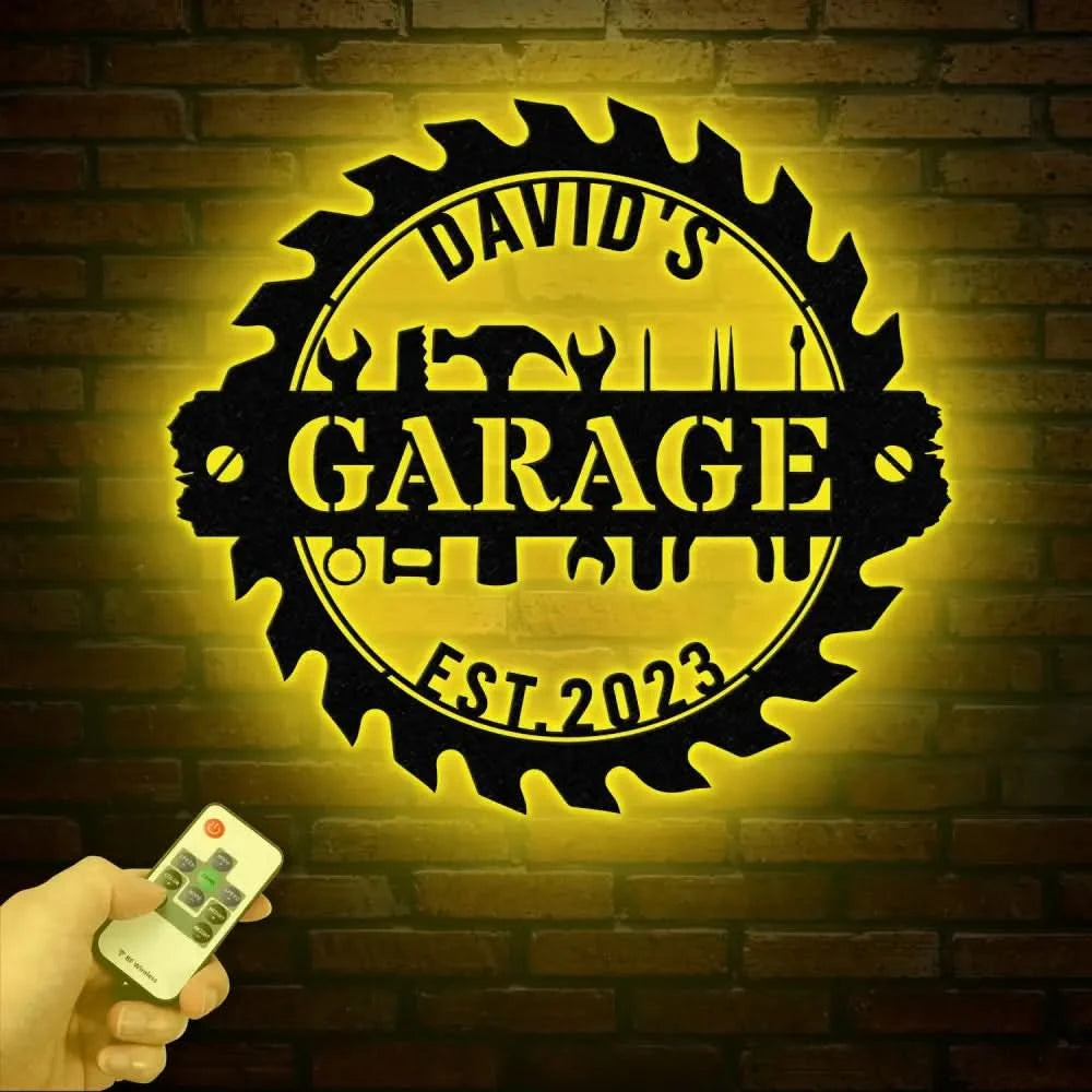 Personalized LED Workshop Sign Custom Metal Garage Sign Dad or Grandpa Gift Papa’s Workshop Wall Art Christmas Gift for