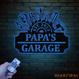 Personalized LED Workshop Sign Custom Metal Garage Sign Dad or Grandpa Gift Papa’s Workshop Wall Art Christmas Gift for