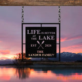 Personalized Life Is Better At Lake House Metal Sign Forest Lake Sign Custom Lake House Name Sign Camping Metal Sign