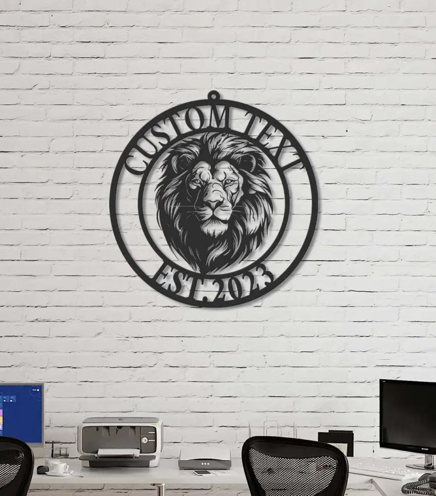 Personalized Lion Name Sign - Custom Lion Metal Sign - Lion Head Metal Wall Art - Lion Metal Wall Decor | GearViral