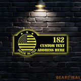 Personalized Made in USA LED Metal Sign - Address Sign House Number | Hanging Address Number - Family Name Sign - Wall