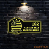 Personalized Made in USA LED Metal Sign - Address Sign House Number | Hanging Address Number - Family Name Sign - Wall