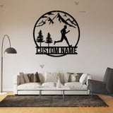 Personalized Man Trail Running Metal Wall Art LED Light - Custom Runner Name Sign Home Decor - Man Trail Running for