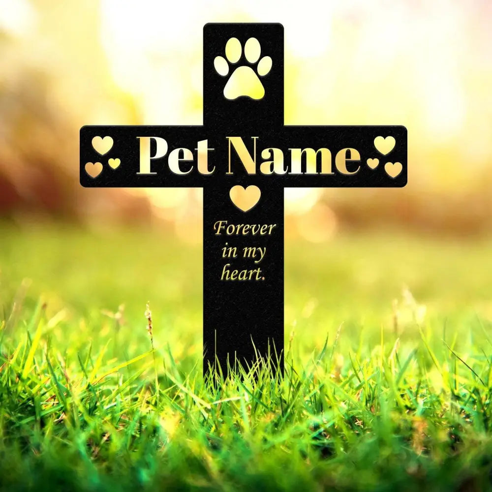 Personalized Memorial Cross Metal Stake Pet Grave Markers Metal Garden Sign Memorial Dog Memorial Stake Custom Metal