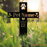 Personalized Memorial Cross Metal Stake Pet Grave Markers Metal Garden Sign Memorial Dog Memorial Stake Custom Metal