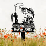 Personalized Memorial Fishing Stake Metal Garden Marker In Loving Memory Sign Sympathy Gift Grave Marker Remembrance