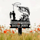 Personalized Memorial Fishing Stake Metal Garden Marker In Loving Memory Sign Sympathy Gift Grave Marker Remembrance