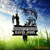 Personalized Memorial Fishing Stake Metal Garden Marker In Loving Memory Sign Sympathy Gift Grave Marker Remembrance