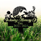 Personalized Memorial Hedgehog Metal Sign Custom Pet Memorial Garden Sign Grave Marker for Loss of Pet Pet Grave Marker