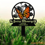 Personalized Memorial Stake Metal Butterfly Memorial Stake In Loving Memorial Remembrance Stake Sympathy Gift Outdoor