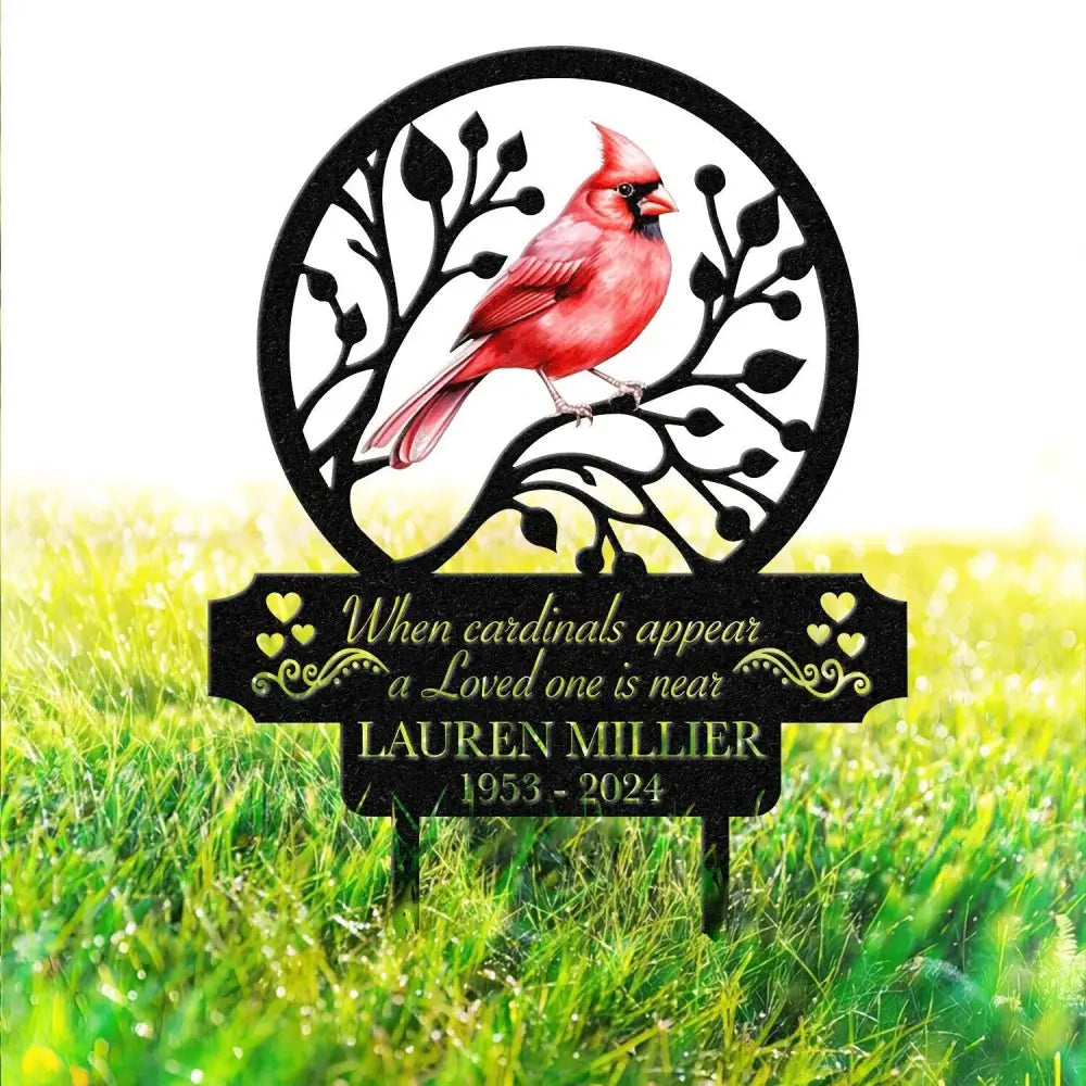 Personalized Memorial Stake Metal Cardinal Garden Stakes Cardinals Appear Grave Marker Remembrance Stake Garden Decor