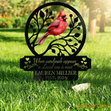 Personalized Memorial Stake Metal Cardinal Garden Stakes Cardinals Appear Grave Marker Remembrance Stake Garden Decor