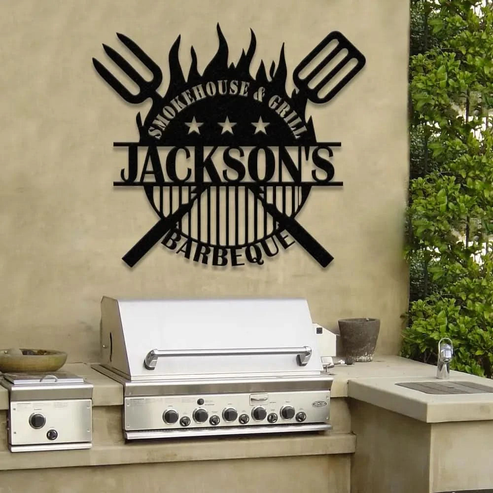 Personalized Metal Barbecue Wall Sign with Led Light Custom Grill Sign Barbecue Sign for Outdoor Large BBQ Sign