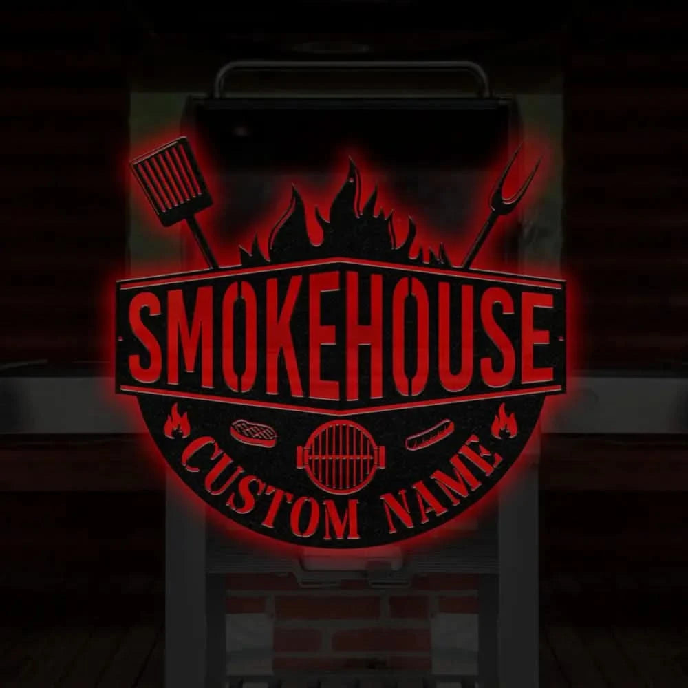 Personalized Metal Barbecue Wall Sign with Led Light Custom Grill Sign Barbecue Sign for Outdoor Large BBQ Sign