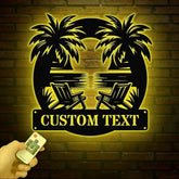 Personalized Metal Beach House Sign with LED Lights Custom Nautical Decor Coastal Lake House Sign Metal Oasis Sign