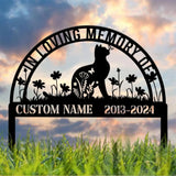 Personalized Metal Cat Grave Marker - Custom Cat Memorial Stake with Flowers Cat Cemetery Stake Garden Decor Pet Loss