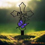Personalized Metal Cross Memorial Stake Butterfly Memorial Stake Memory Cross Sign Gift Remembrance Stake Sympathy Gift