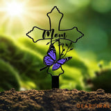 Personalized Metal Cross Memorial Stake Butterfly Memorial Stake Memory Cross Sign Gift Remembrance Stake Sympathy Gift