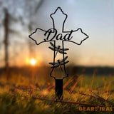 Personalized Metal Cross Memorial Stake Dragonfly Memorial Stake Memory Cross Sign Gift Remembrance Stake Sympathy Gift