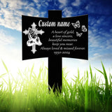 Personalized Metal Cross with Praying Hands Memorial Stake Memorial Garden Decor Custom Grave Marker Remembrance Stake
