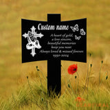 Personalized Metal Cross with Praying Hands Memorial Stake Memorial Garden Decor Custom Grave Marker Remembrance Stake