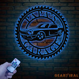 Personalized Metal Garage Sign with LED Light Custom Man Cave Wall Art Dad’s Gift American Car Pickup Motorbike