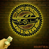 Personalized Metal Garage Sign with LED Light Custom Man Cave Wall Art Dad’s Gift American Car Pickup Motorbike