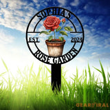 Personalized Metal Garden Sign Custom Roses Garden Stake Gardener Decor Outdoor Garden Sign Greenhouse Sign Gardening