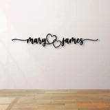 Personalized Metal Heart Couples Sign Couple Name Sign Names Above Bed Custom Love Wall Art Wedding & Newlywed Gift