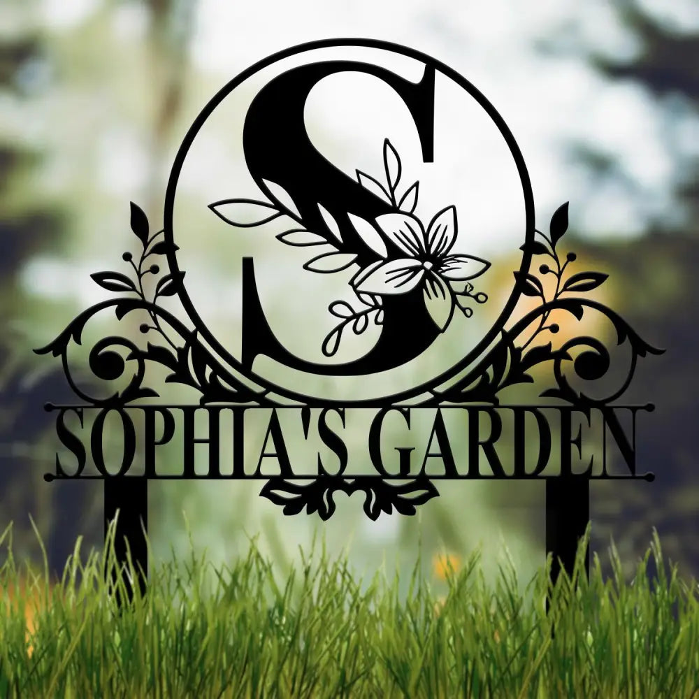 Personalized Metal Letter and Name Garden Stake Custom Metal Garden Sign Lawn Signs Outdoor Metal Sign Garden Decor