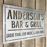 Personalized Metal Sign Metal Sign Family Bar and Grill Sign - Personalized Decor - Wall Art - Personalized Gifts