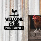 Personalized Metal Welcome Farm Sign with Rooster Rustic Outdoor Yard Decor Custom Name Farmhouse Wall Art Farm