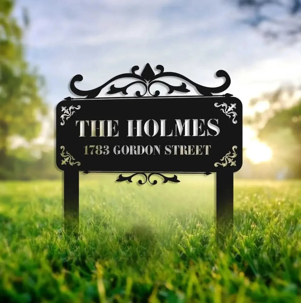 Personalized Metal Yard Sign Stake - Address Metal Yard Sign - Yard Sign - Front Door Iron Stake | GearViral