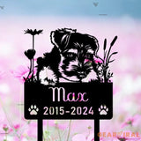 Personalized Miniature Schnauzer Dog Metal Memorial Garden Stake Custom Pet Grave Marker Name Sign Remembrance Stake