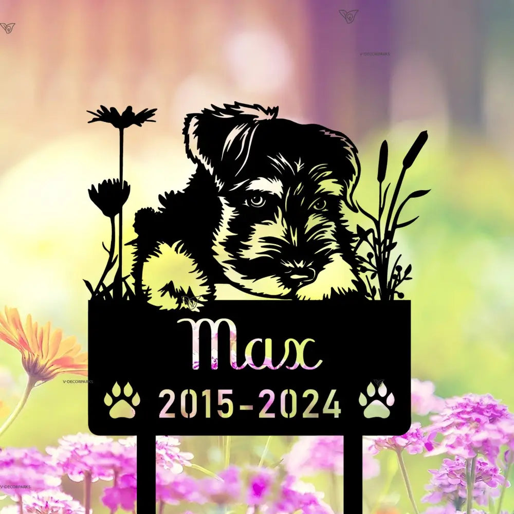 Personalized Miniature Schnauzer Dog Metal Memorial Garden Stake Custom Pet Grave Marker Name Sign Remembrance Stake