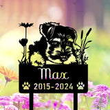 Personalized Miniature Schnauzer Dog Metal Memorial Garden Stake Custom Pet Grave Marker Name Sign Remembrance Stake