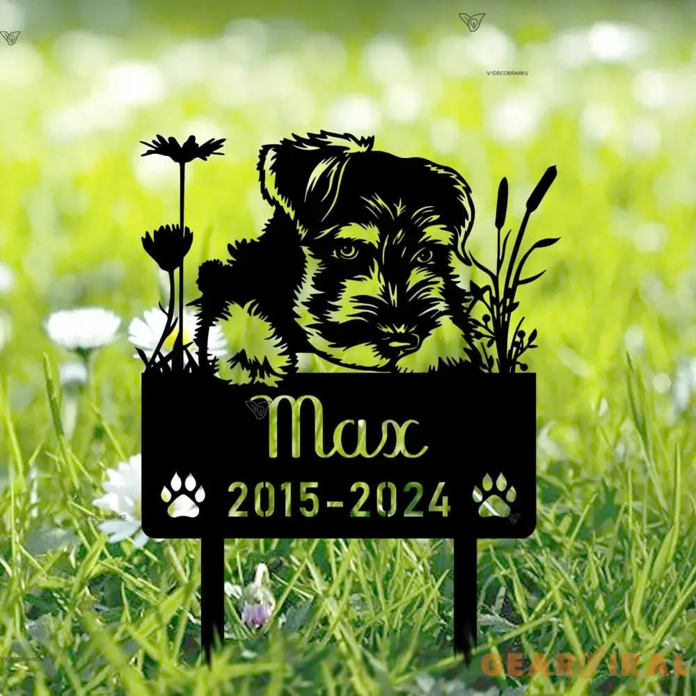 Personalized Miniature Schnauzer Dog Metal Memorial Garden Stake Custom Pet Grave Marker Name Sign Remembrance Stake