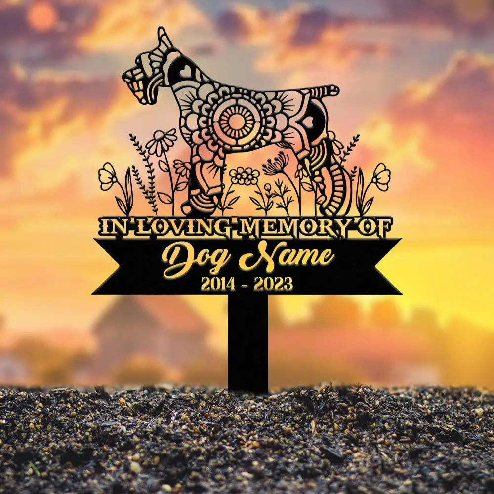 Personalized Miniature Schnauzer Mandala Garden Stake Zentangle Yard Art Dog Memorial Sign Outdoor Decor Pet Loss