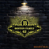 Personalized Monogram Letters LED Metal Sign - Family Name Metal Address Sign - House number Hanging Address - Wall Art