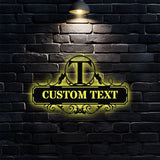 Personalized Monogram Letters LED Sign - Family name Metal Address Sign - House number Hanging Address - Wall Art