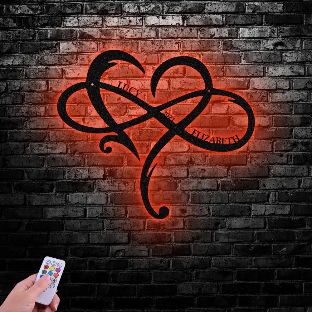 Personalized Monogram Split Letter Name Infinity Heart Metal Sign for Your Love - Gearviral