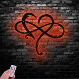 Personalized Monogram Split Letter Name Infinity Heart Metal Sign for Your Love - Gearviral
