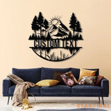 Personalized Mountain Forest Metal Sign Custom Nature-Inspired Wall Art Hill & Trees Metal Sign Ideal for Cabin Man