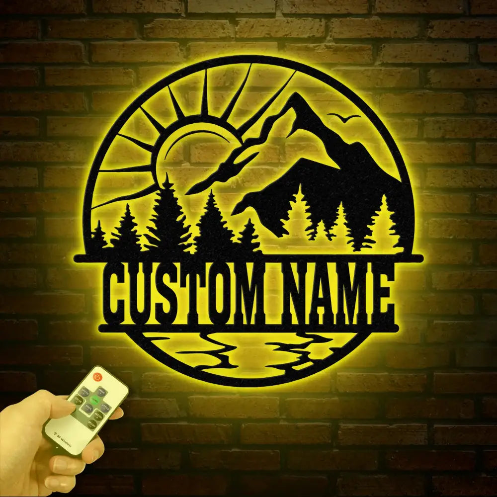 Personalized Mountain Forest Metal Sign Custom Nature-Inspired Wall Art Hill & Trees Metal Sign Ideal for Cabin Man