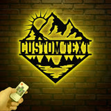 Personalized Mountain Forest Metal Sign Custom Nature-Inspired Wall Art Hill & Trees Metal Sign Ideal for Cabin Man