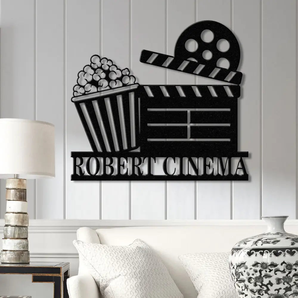 Personalized Movie Metal Wall Art LED Light Custom Movie Room Sign Film & Popcorn Decor Movie Lover Gift Private Cinema