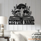 Personalized Mushrooms Books Metal Sign with LED Lights Custom Bookshelf Art Library Decor Bookworm & Reading Room Sign